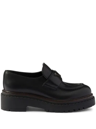 Prada Leather Loafers In Black