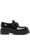 Prada Chocolate Calfskin Platform Loafers In Schwarz