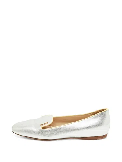Pre-owned Prada Leather Loafers In Silver