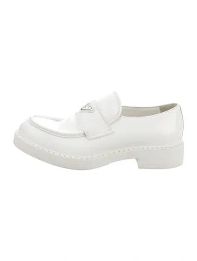 Pre-owned Prada Leather Loafers In White