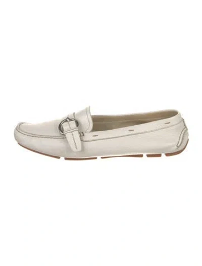 Pre-owned Prada Leather Loafers In White