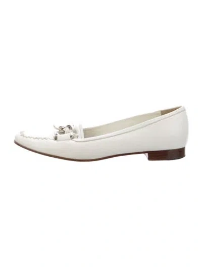 Pre-owned Prada Leather Loafers In White