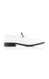 Prada Calf Leather White Loafers With Logo Embellishment In White