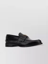 Prada Leather Loafers With Decorative Buckle And Round Toe