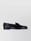 Prada Leather Loafers With Round Toe And Sole In Black