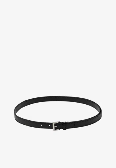 Prada Leather Logo Belt In Black