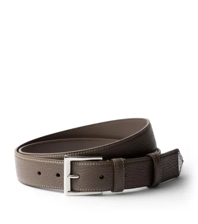 Prada Leather Logo Belt In Brown
