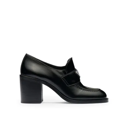 PRADA PRADA LEATHER LOGO LOAFERS