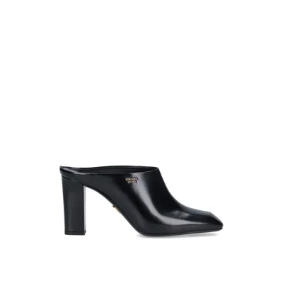 Prada Leather Logo Mules Women