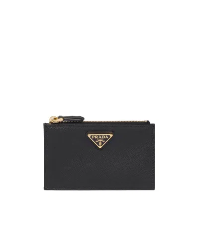 PRADA PRADA LOGO-PLAQUE ZIPPED CARD HOLDER