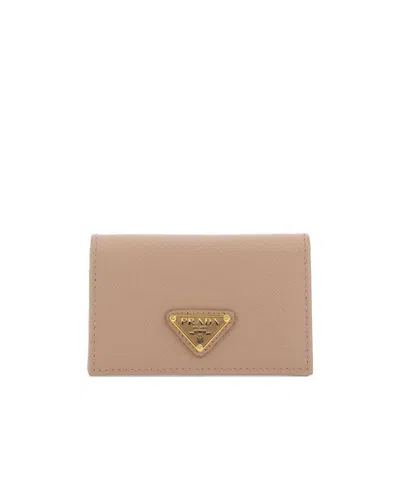 PRADA LEATHER LOGO-PLAQUE PURSE