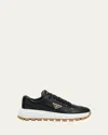 Prada Leather Logo Runner Sneakers In Black