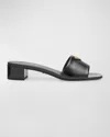 Prada Leather Logo Slide Sandals In Nero