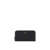 Prada Leather Logo Wallet In Black