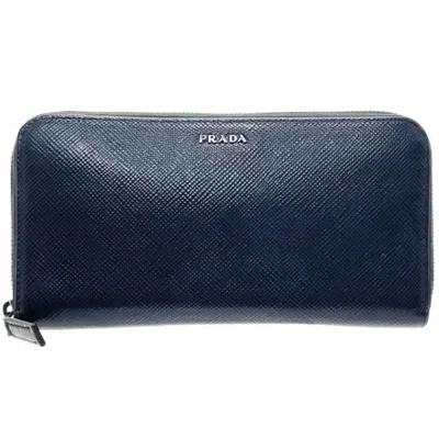 Pre-owned Prada Leather Long Wallet (bi-fold) () In Black