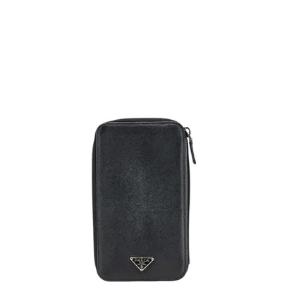 Pre-owned Prada Leather Long Wallet (bi-fold) () In Black