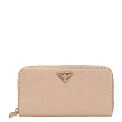 Pre-owned Prada Leather Long Wallet (bi-fold) () In Sand