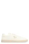 Prada Downtown Leather Sneakers In Beige