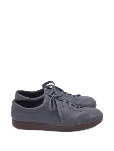 Pre-owned Prada Leather Low-top Sneakers In Gray