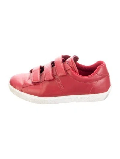 Pre-owned Prada Kids' Leather Low Top Sneakers In Red