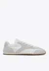 Prada Low Top Sneakers Rubber Sole Suede Panels In White