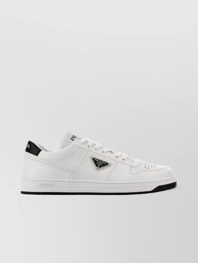 Prada Leather Low-top Sneakers With Perforated Toe