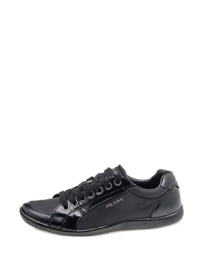 Pre-owned Prada Leather Low-top Sneakers In Black