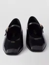Prada Leather Mary Jane Ballerina Shoes Square Toe In Brown