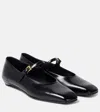 Prada Mary-jane Leather Ballet Flats In Black