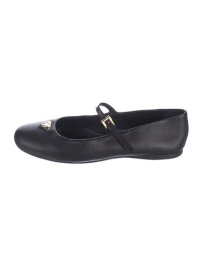 Pre-owned Prada Leather Mary Jane Flats In Black