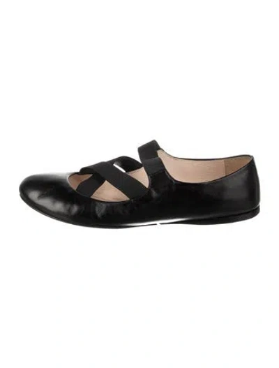 Pre-owned Prada Leather Mary Jane Flats In Black