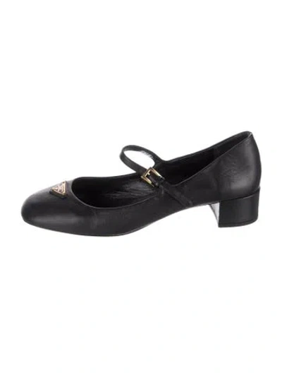 Pre-owned Prada Leather Mary Jane Flats In Black