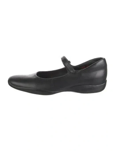 Pre-owned Prada Leather Mary Jane Flats In Black