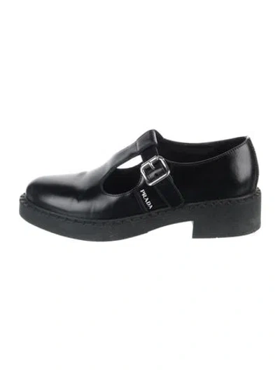 Pre-owned Prada Leather Mary Jane Flats In Black