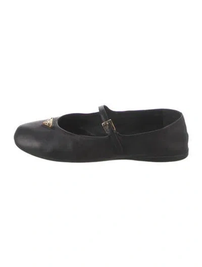 Pre-owned Prada Leather Mary Jane Flats In Black