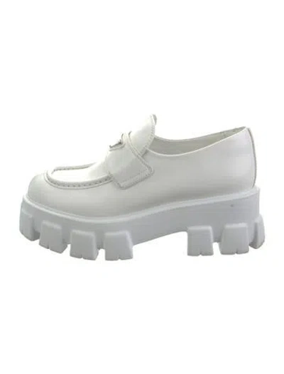 Pre-owned Prada Leather Mary Jane Flats In Neutral