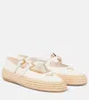 Prada Leather And Crochet Ballerinas In Weiss