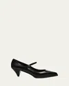 Prada Logo Brushed Leather Mary Jane Pumps In Nero