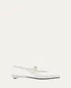 Prada Leather Mary Jane Slingback Flats In Bianco