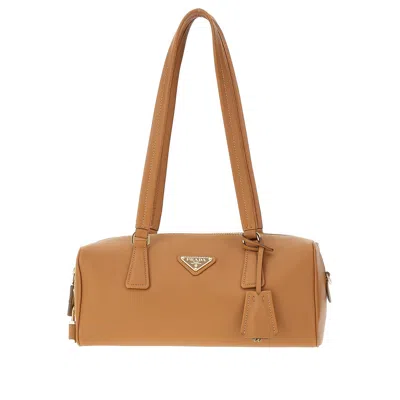 Prada Leather Medium Carry-all Bag In Brown