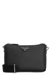 Prada Men's Leather Messenger Bag In Black