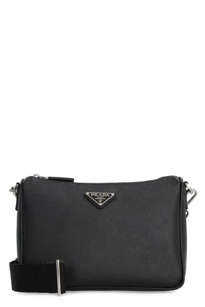 PRADA PRADA LEATHER MESSENGER BAG