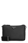 Prada Men's Leather Messenger Bag In Black