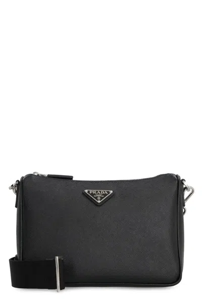 PRADA PRADA LEATHER MESSENGER BAG