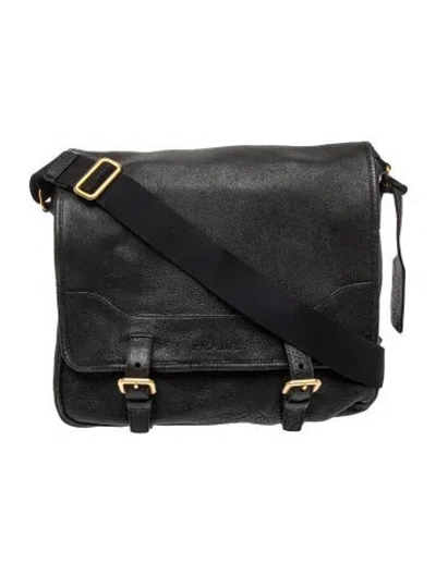 Pre-owned Prada Leather Messenger Bag In Black