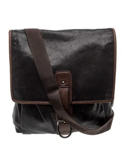Pre-owned Prada Leather Messenger Bag In Black