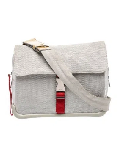 Pre-owned Prada Leather Messenger Bag In Gray