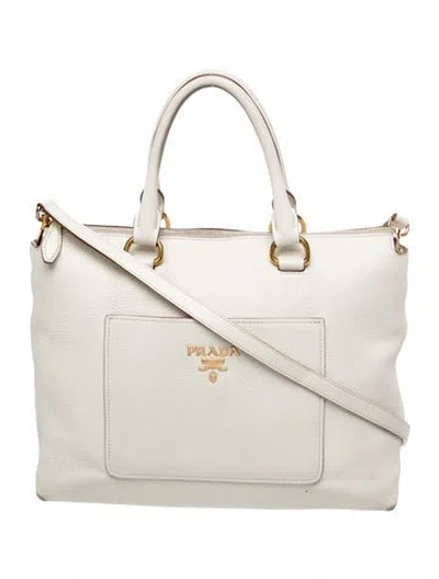 Pre-owned Prada Leather Messenger Bag In Neutral