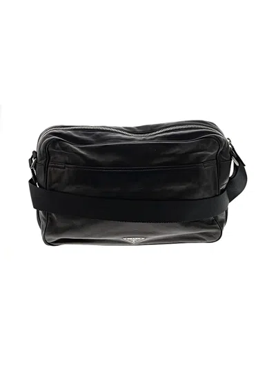 Pre-owned Prada Leather Messenger In Black