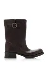 Prada Leather Mid-calf Boots In Black